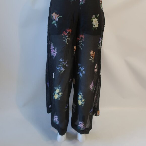 Zimmermann Black Multicolor Natura Pintuck Lace Floral Botanical Pants 0 US/4 - Picture 11 of 16